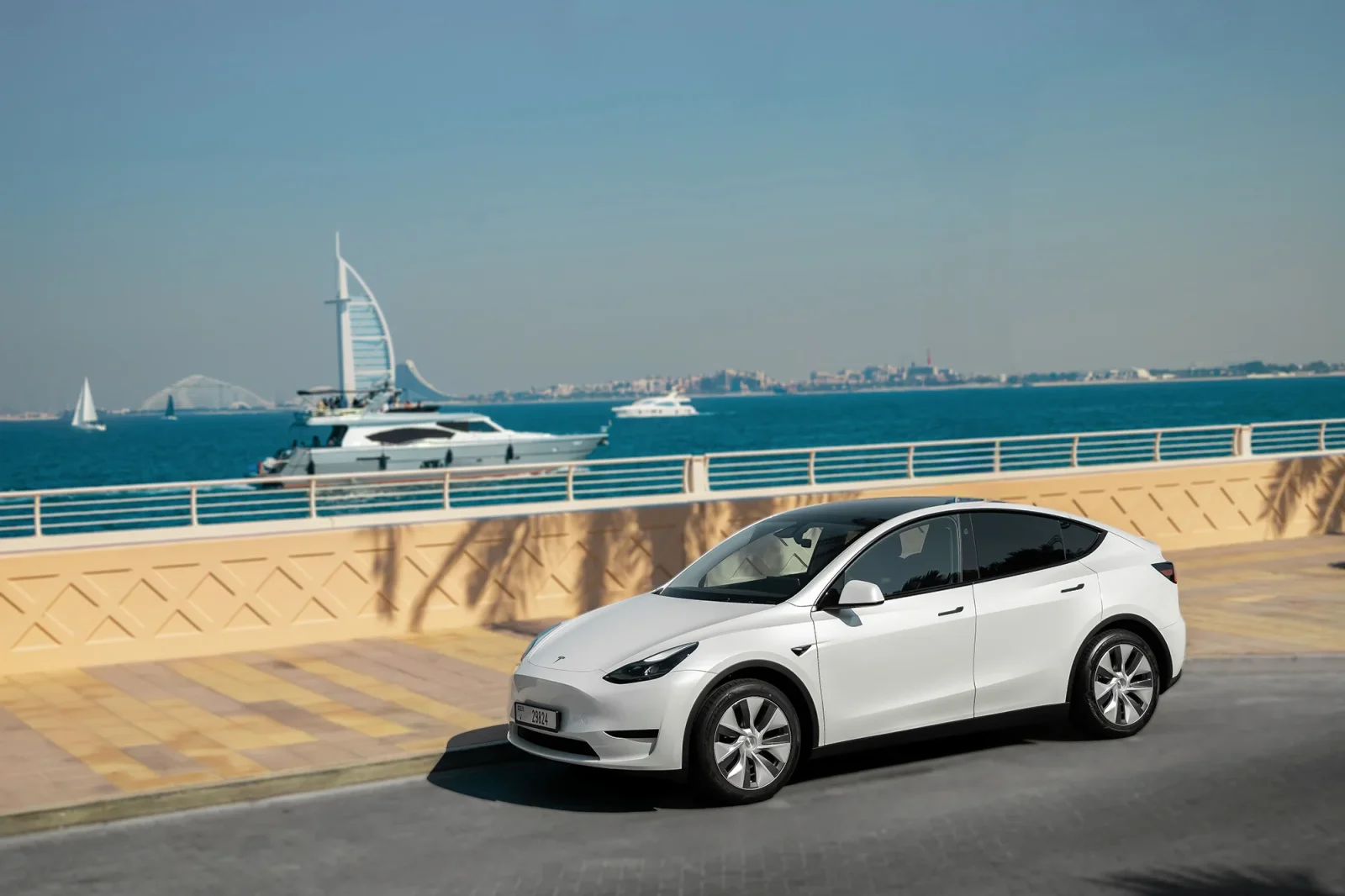Rent Tesla Model Y  White 2024 in Abu Dhabi