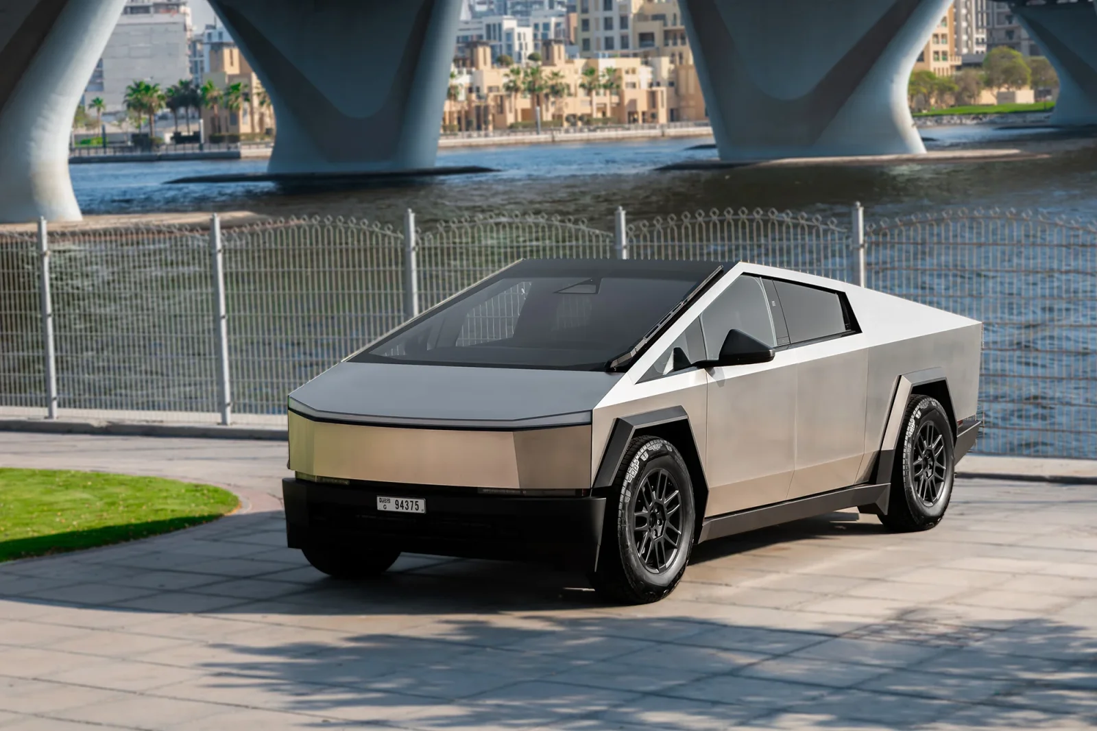 Rent Tesla Cybertruck  Silver 2024 in Abu Dhabi