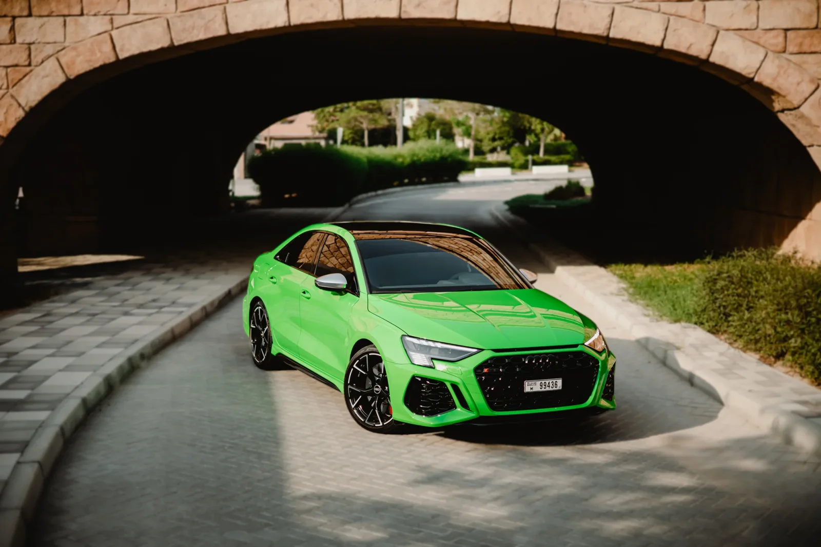 Rent Audi RS3  Green 2023 in Abu Dhabi