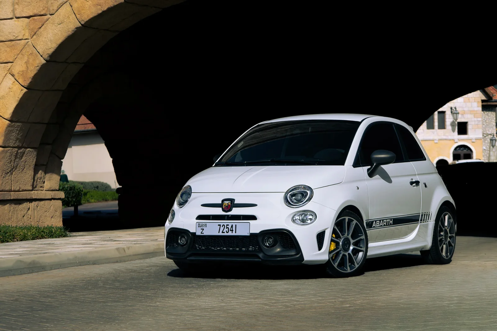Rent Abarth 695 Turismo White 2024 in Abu Dhabi