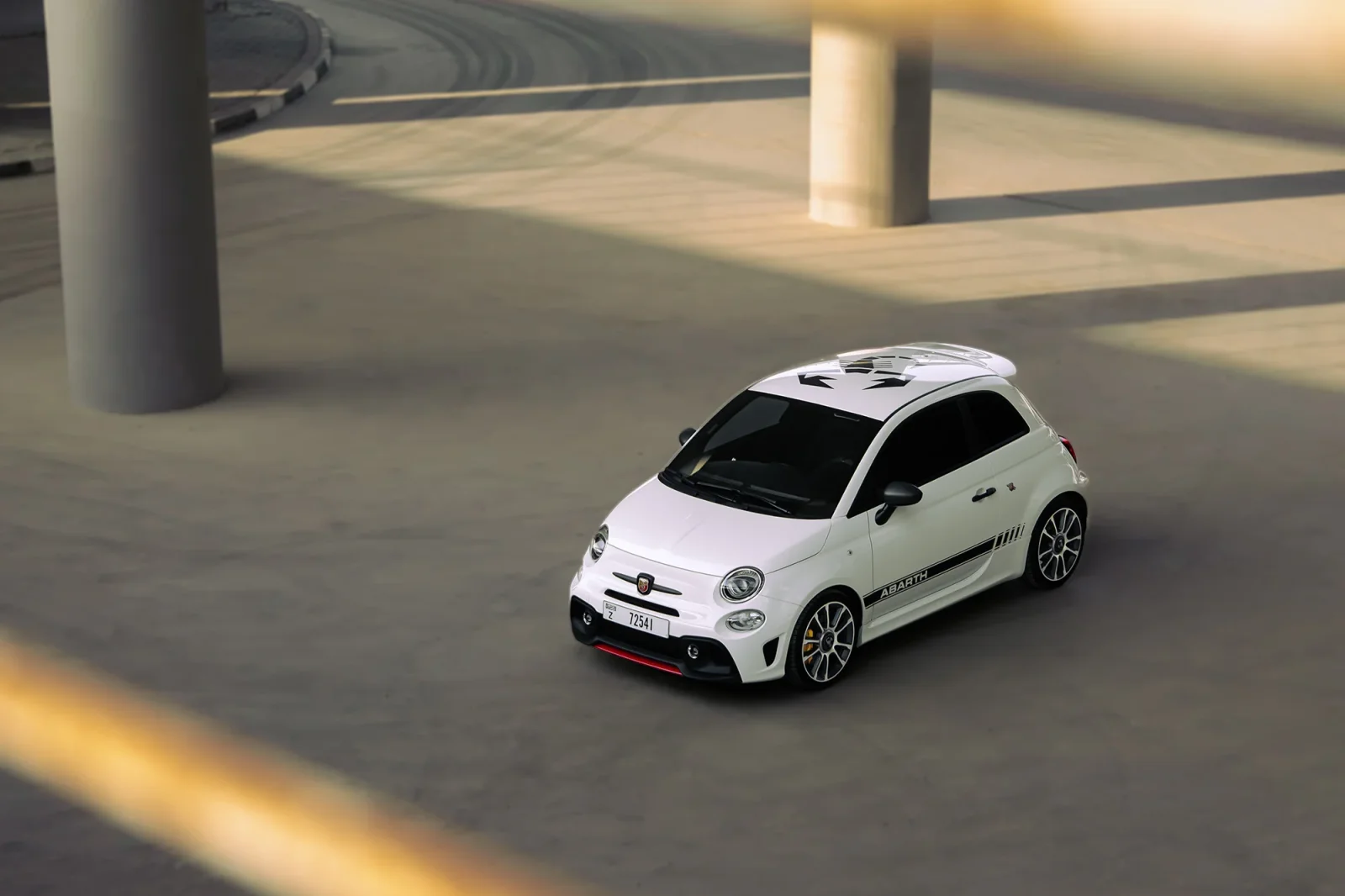 Rent Abarth 695 Turismo White 2024 in Abu Dhabi