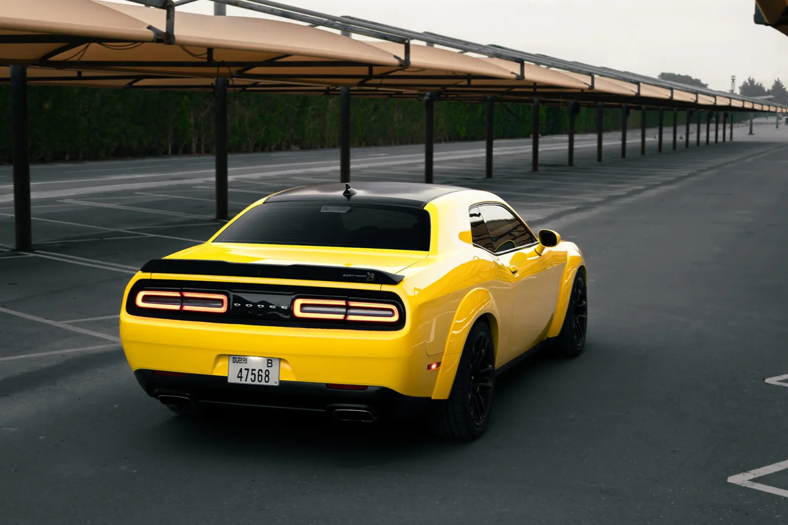Rent Dodge Challenger R/T Scat Pack Yellow 2022 in Abu Dhabi - 11 