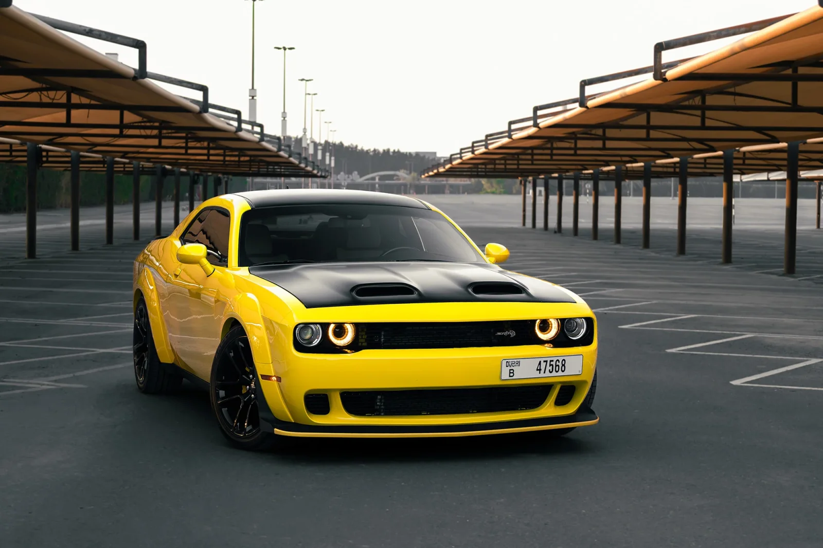 Rent Dodge Challenger R/T Scat Pack Yellow 2022 in Abu Dhabi - 10 
