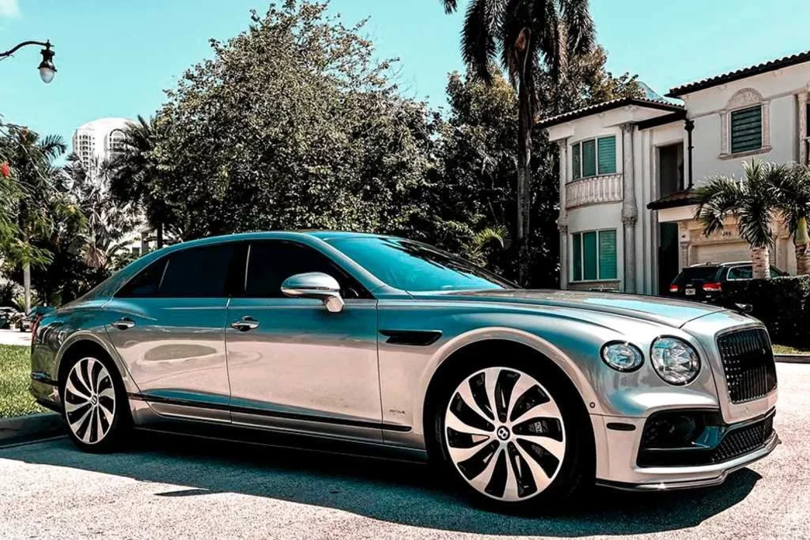 Rent Bentley Flying Spur  Silver 2022 in Miami