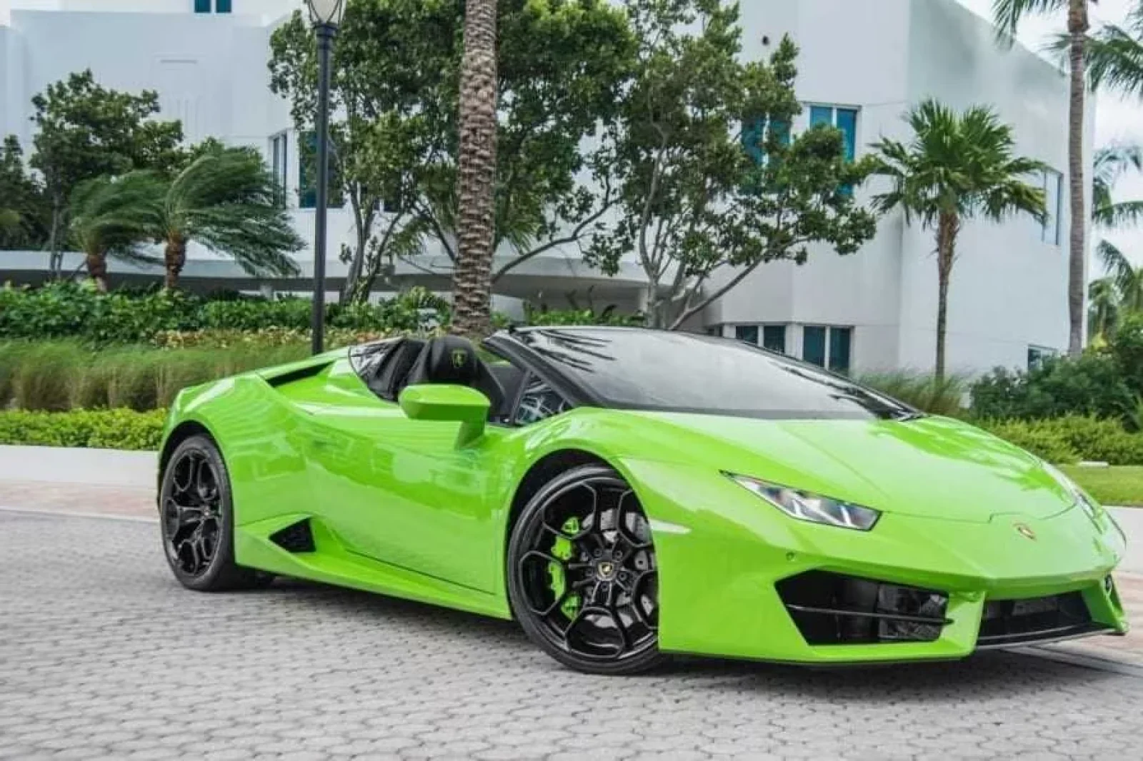 Rent Lamborghini Huracan Spyder Green 2018 in Miami